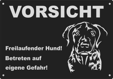 Aluminium Warnschild Deutsch Kurzhaar VORSICHT Freilaufender Hund! Betreten auf eigene Gefahr!